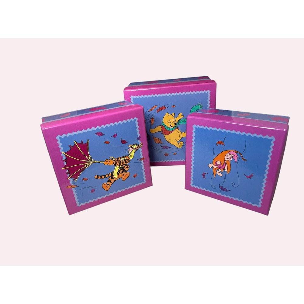 Vintage Winnie the Pooh Nesting Boxes, Set of 3 Disney Blustery Day Gift Boxes
